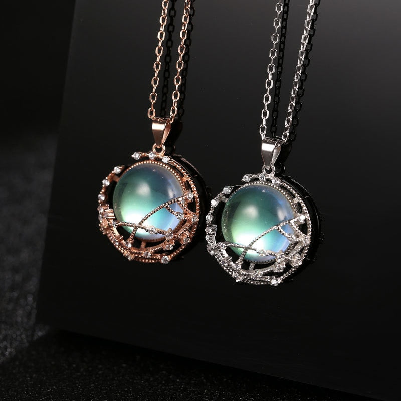 925 Sterling Silver Necklaces for Women Elegant Moonstone Pendant Necklace Temperament Clavicle Chains Festival Jewelry