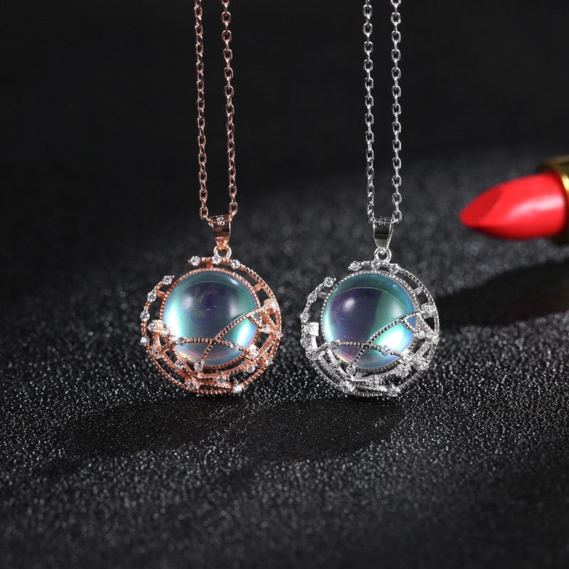 925 Sterling Silver Necklaces for Women Elegant Moonstone Pendant Necklace Temperament Clavicle Chains Festival Jewelry