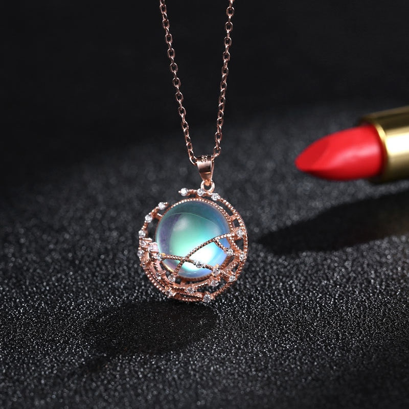 925 Sterling Silver Necklaces for Women Elegant Moonstone Pendant Necklace Temperament Clavicle Chains Festival Jewelry