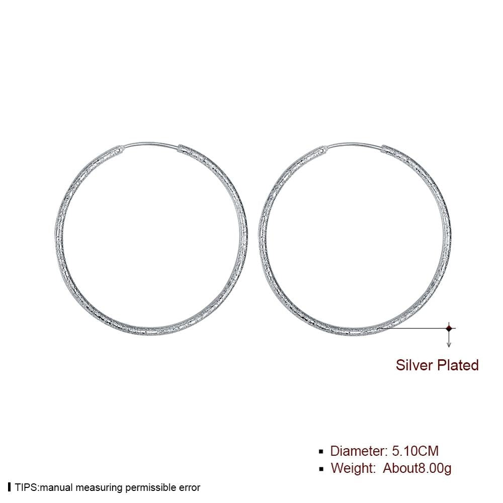 Sterling Silver Simple Scrub 3.5cm/5.0cm Hoop Earrings