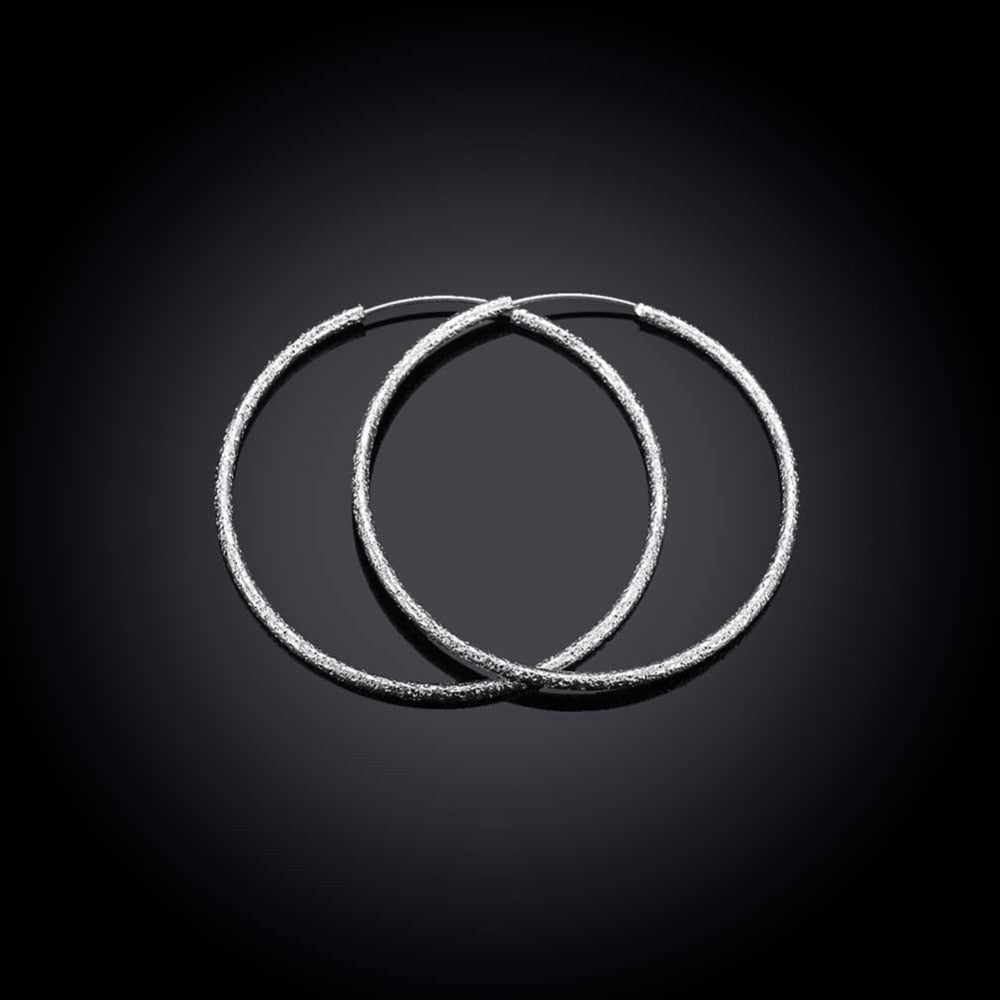 Sterling Silver Simple Scrub 3.5cm/5.0cm Hoop Earrings